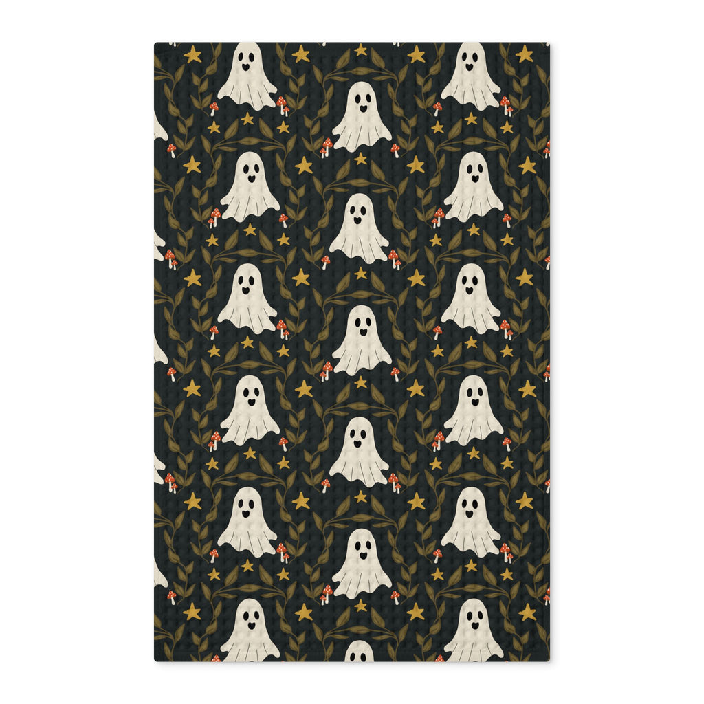 Ghosties Woodland Waffle Kitchen Towel | Whimsical Halloween Tea Towel