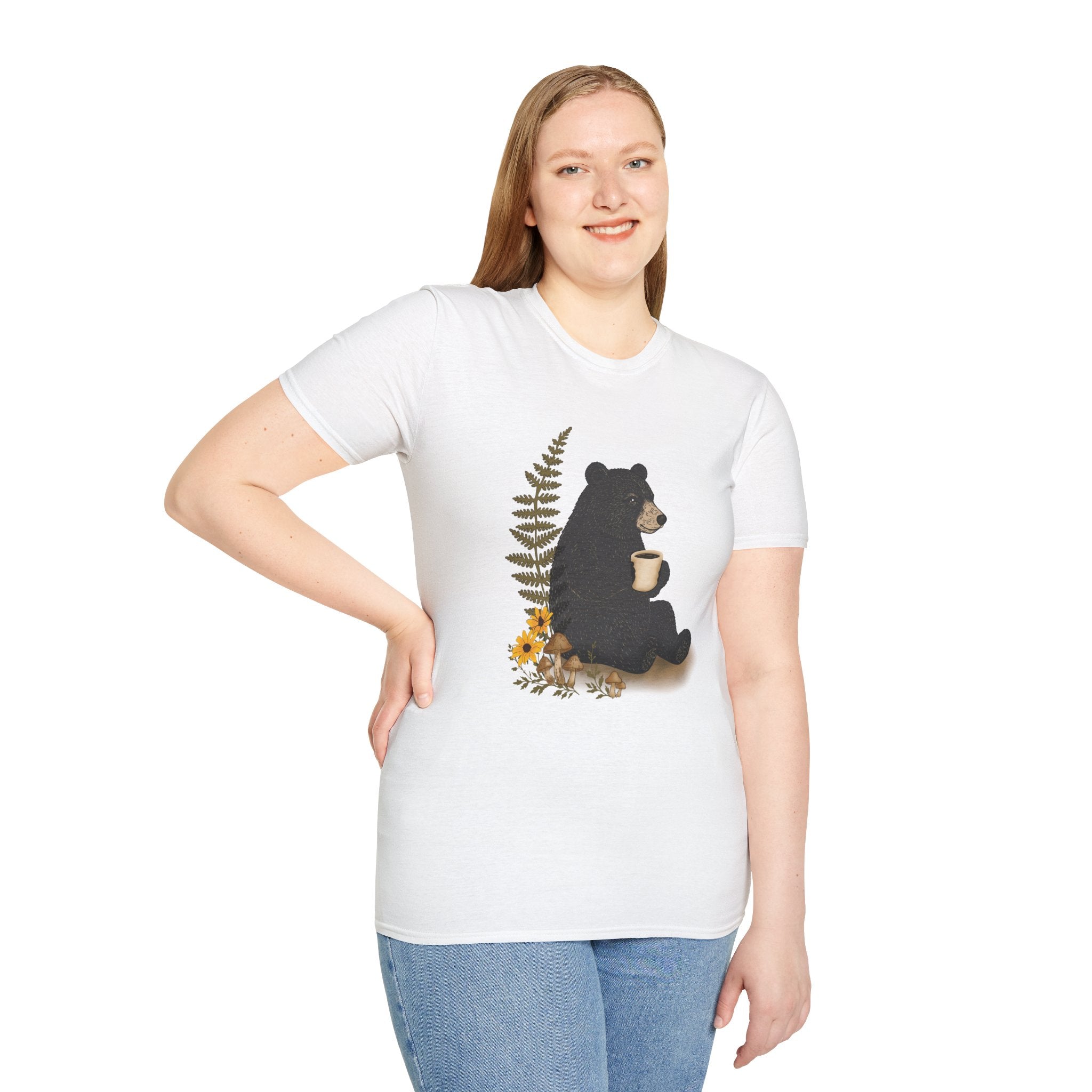 Cozy Bear Coffee Lover Unisex Softstyle T-Shirt