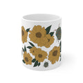 Golden Wildflower & Blue Shield Bug Ceramic Coffee Mug