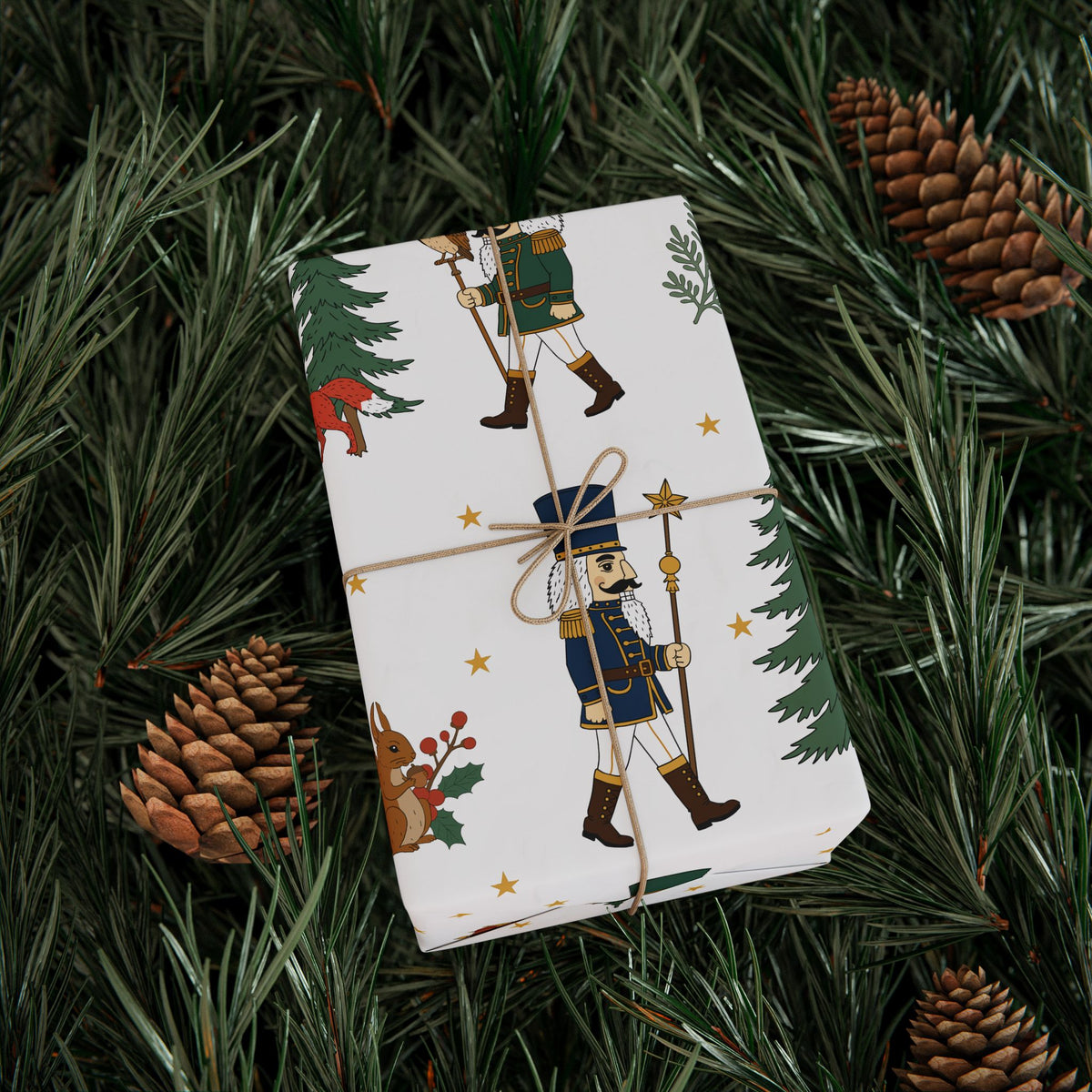 Nutcracker Woodland Parade Wrapping Paper | Whimsical Christmas Gift Wrap