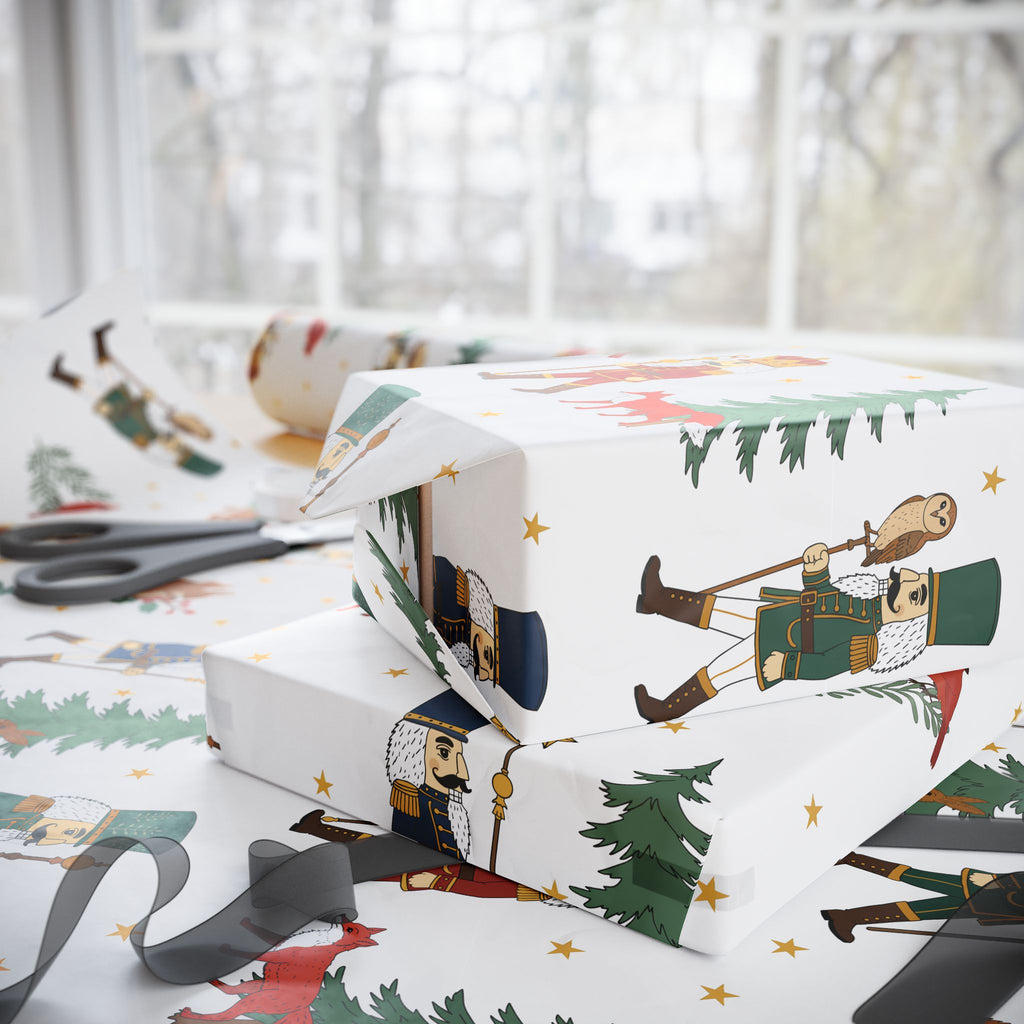 Nutcracker Woodland Parade Wrapping Paper | Whimsical Christmas Gift Wrap