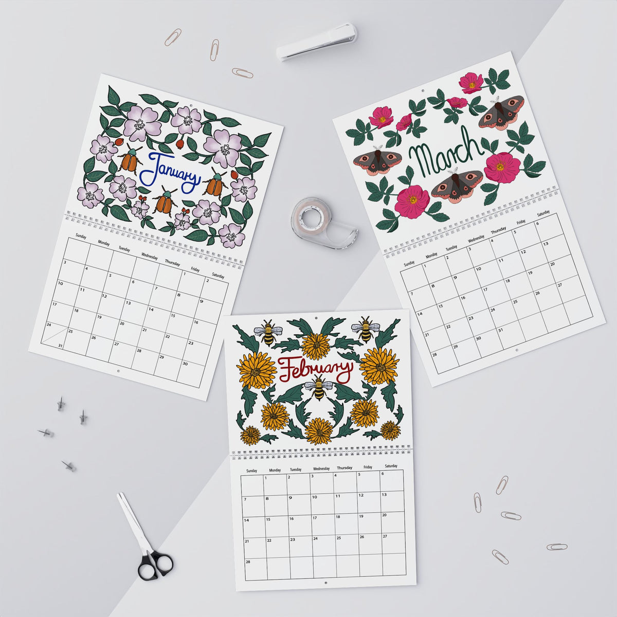 A Year of Wildflowers and Insects Calendar | August 2026–July 2027 Nature Wall Calendar