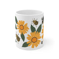 Golden Wildflower Bee Ceramic Coffee Mug