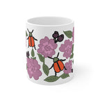 Pink Wildflower & Orange Beetle Ceramic Coffee Mug