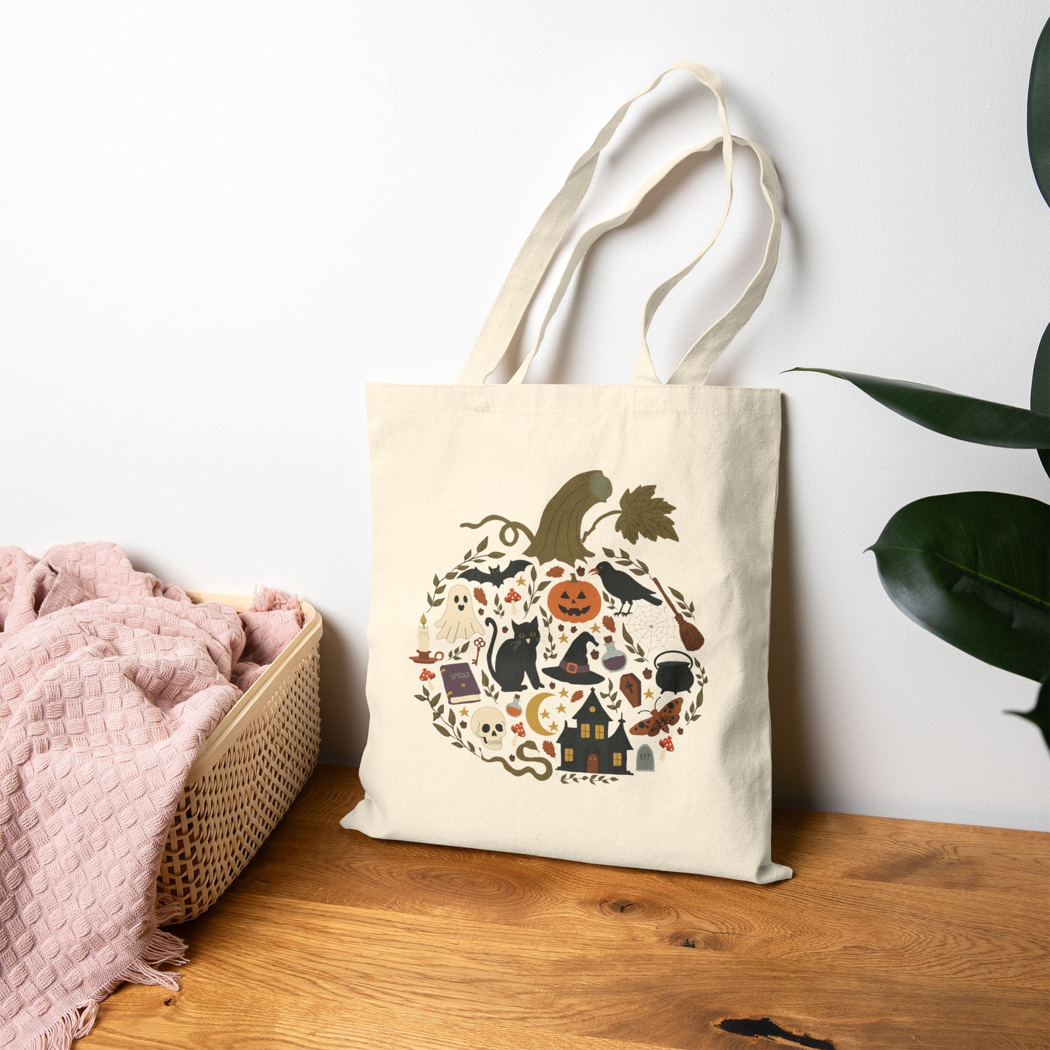 Halloween Pumpkin Canvas Tote Bag