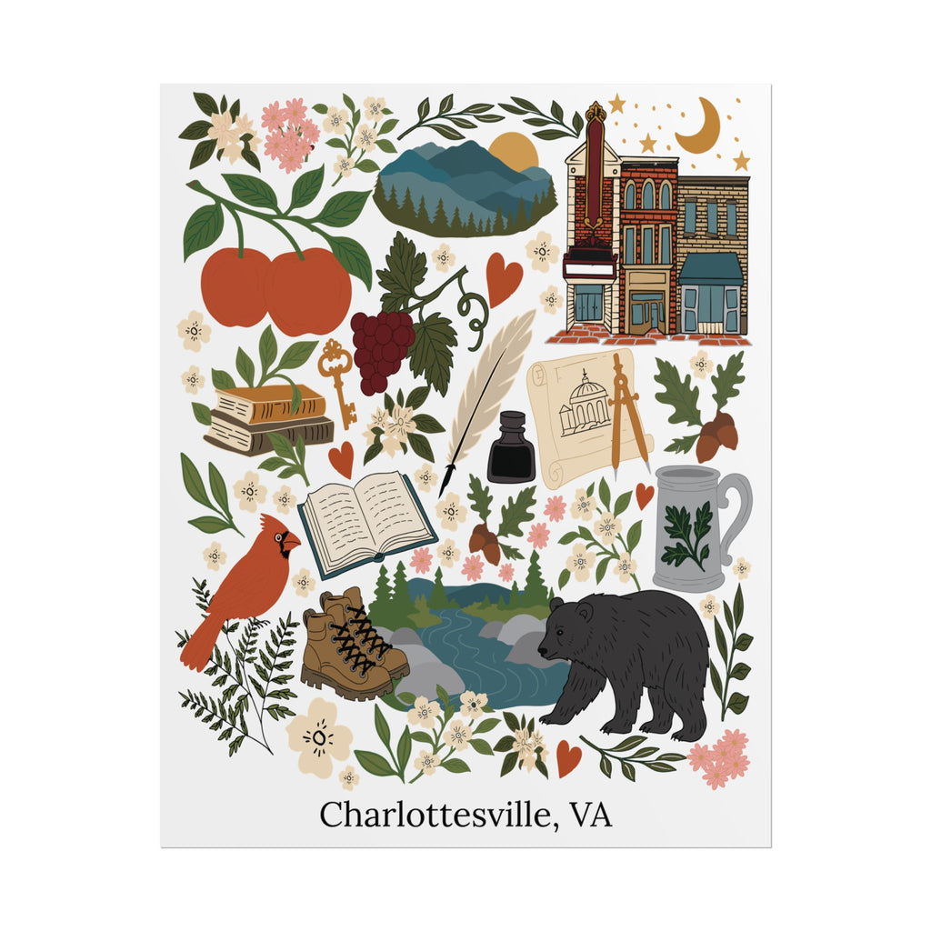 Charlottesville, Virginia Illustrated Art Print
