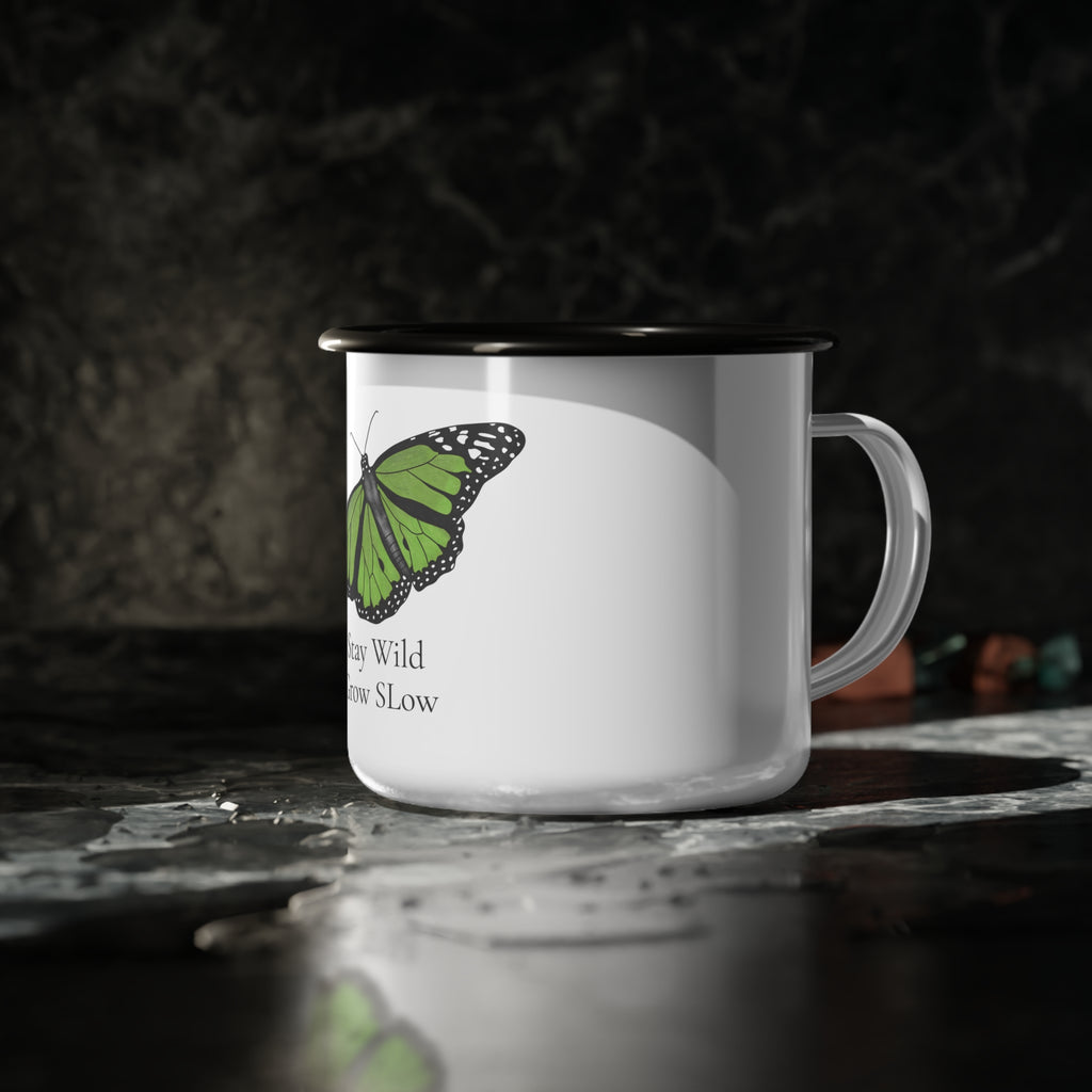 Stay Wild Grow Slow Monarch Butterfly Enamel Camping Mug (Copy)