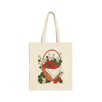 Strawberry Basket Cotton Canvas Tote Bag – Cottage Garden Everyday Tote