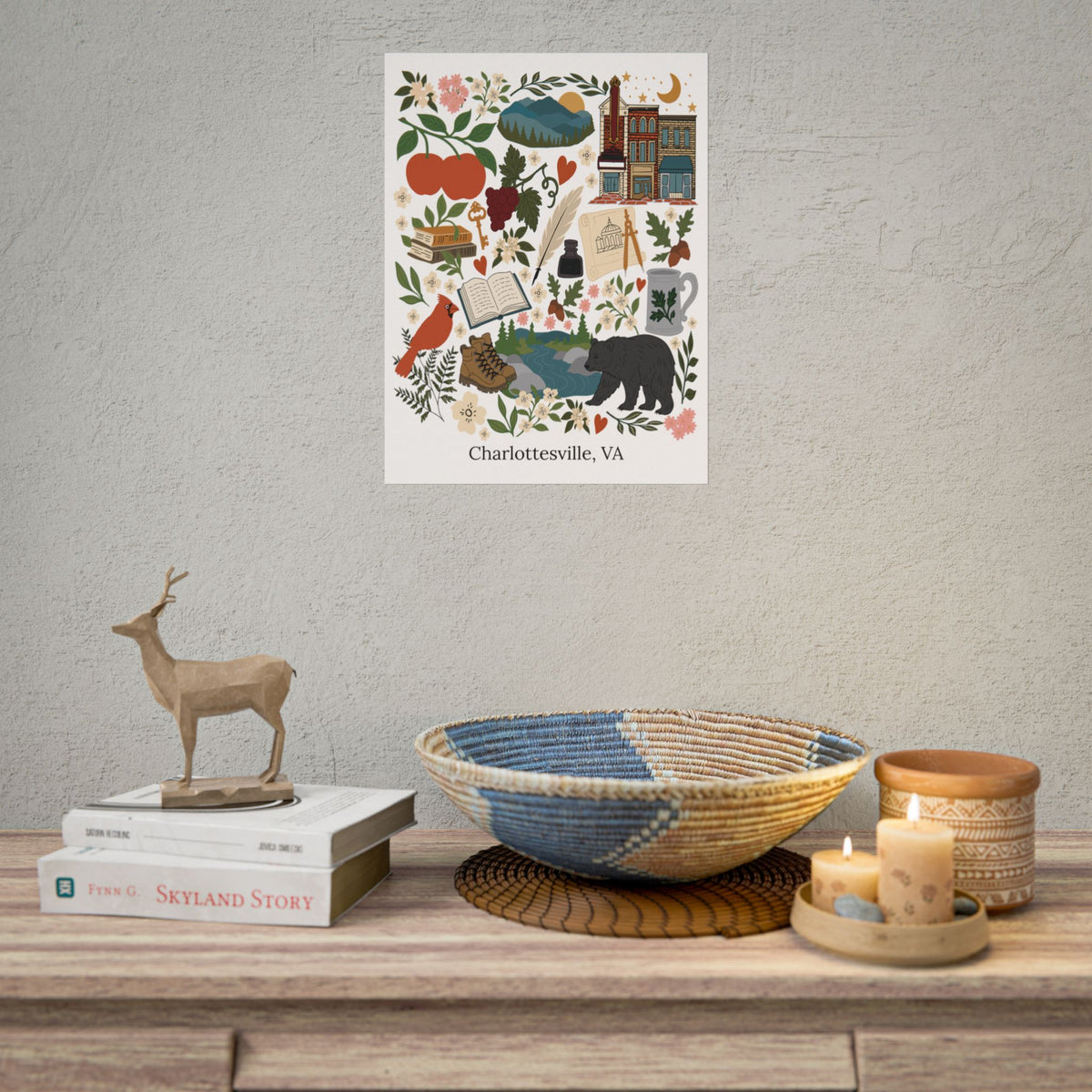 Charlottesville, Virginia Illustrated Art Print