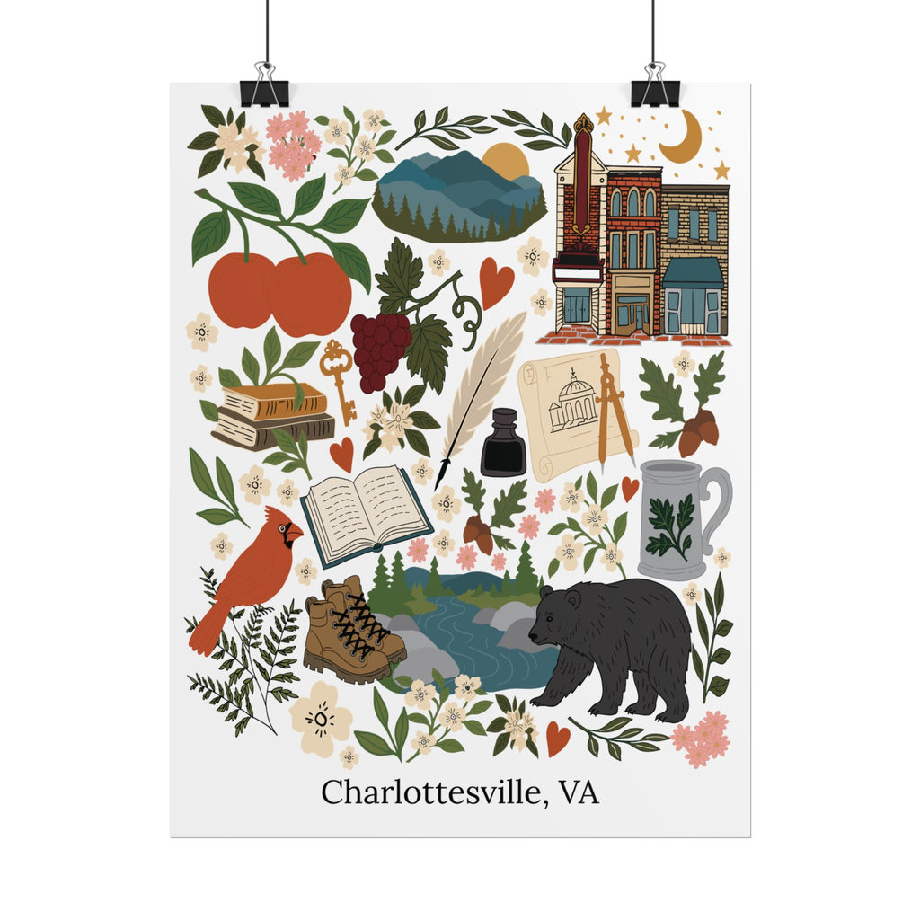 Charlottesville, Virginia Illustrated Art Print
