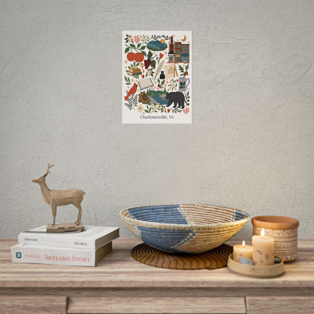 Charlottesville, Virginia Illustrated Art Print