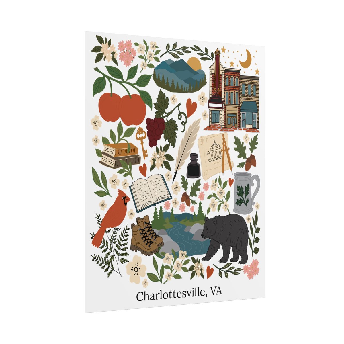 Charlottesville, Virginia Illustrated Art Print