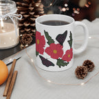 Pink Wildflower & Purple Butterfly Ceramic Coffee Mug
