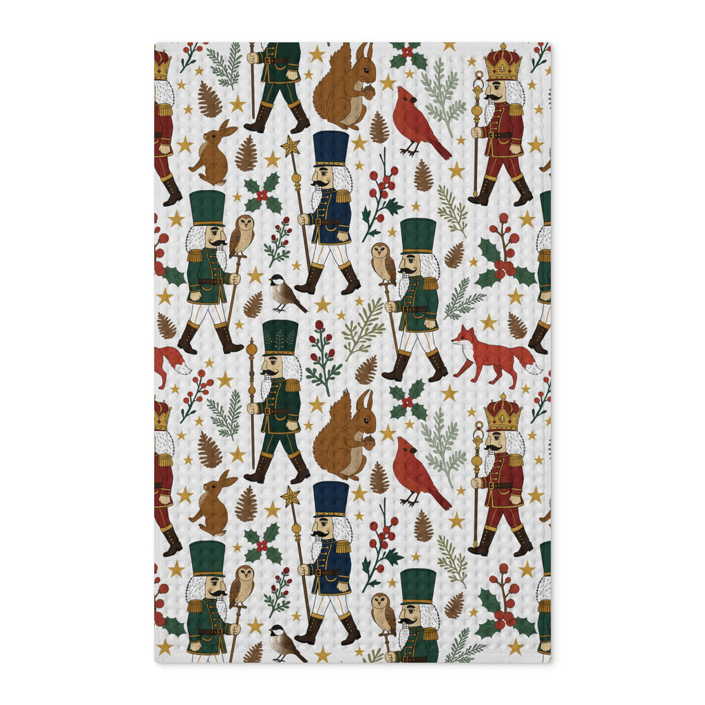 Woodland Nutcracker Christmas Waffle Kitchen Towel | Festive Holiday Decor