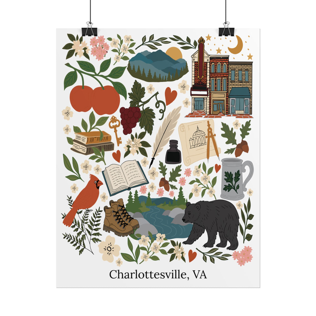 Charlottesville, Virginia Illustrated Art Print