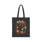 Strawberry Wreath Cotton Canvas Tote Bag – Cottage Garden Everyday Tote
