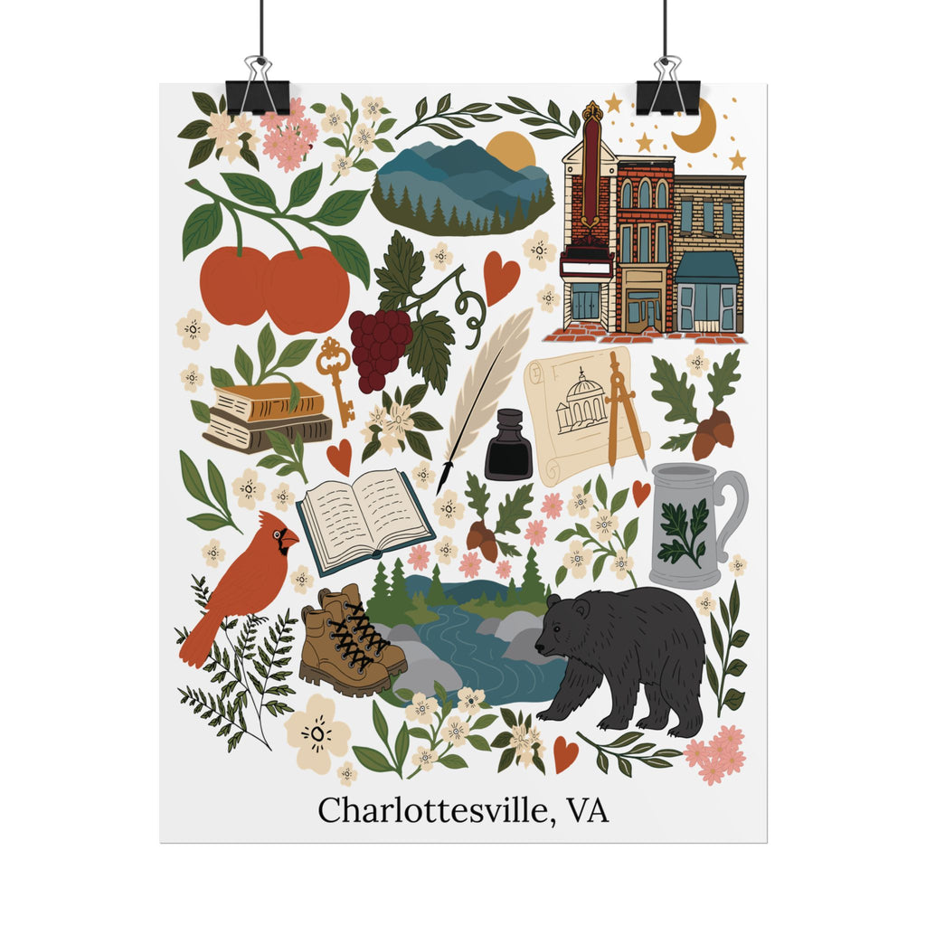 Charlottesville, Virginia Illustrated Art Print