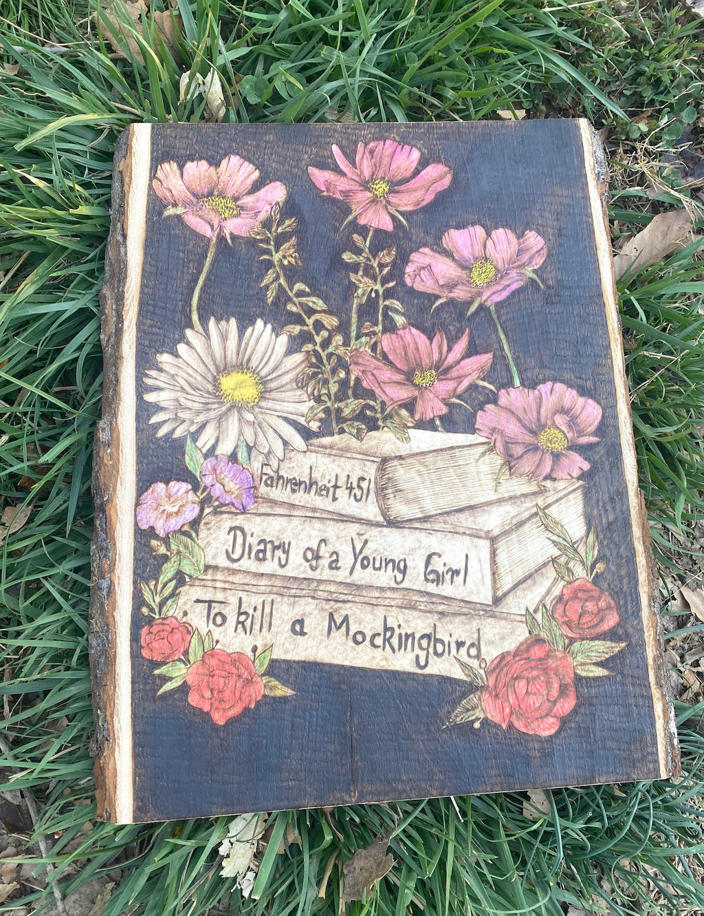 Bloom Between the Lines – Handcrafted Pyrography Art image 1