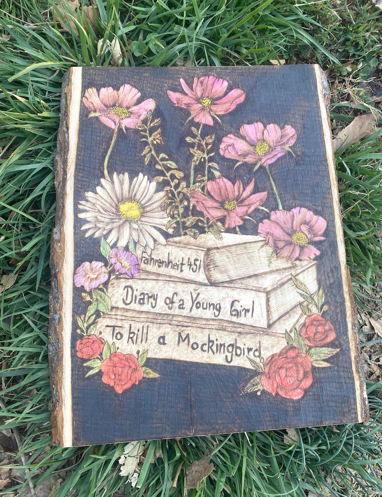 Bloom Between the Lines – Handcrafted Pyrography Art image 1