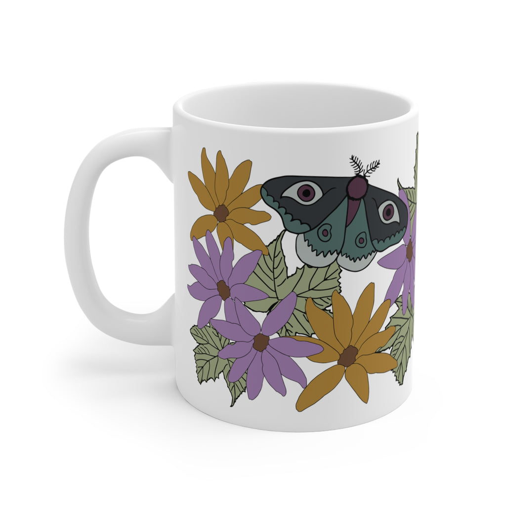 Luna Moth & Wildflower Ceramic Coffee Mug