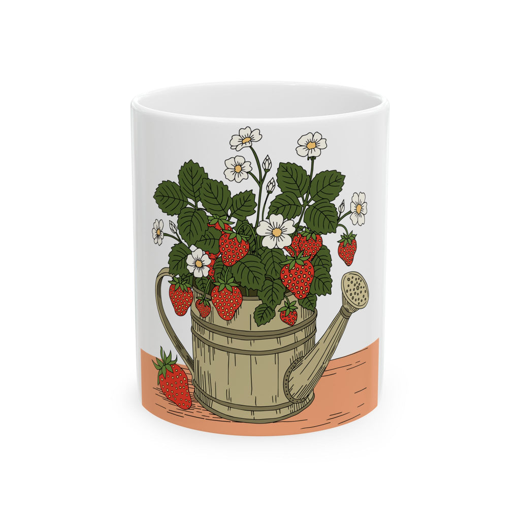 Strawberries in a Watering Can Ceramic Mug – Cottage Garden Coffee Cup