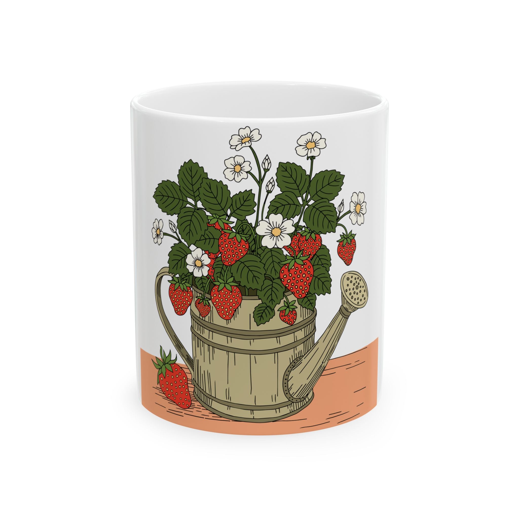 Strawberries in a Watering Can Ceramic Mug – Cottage Garden Coffee Cup