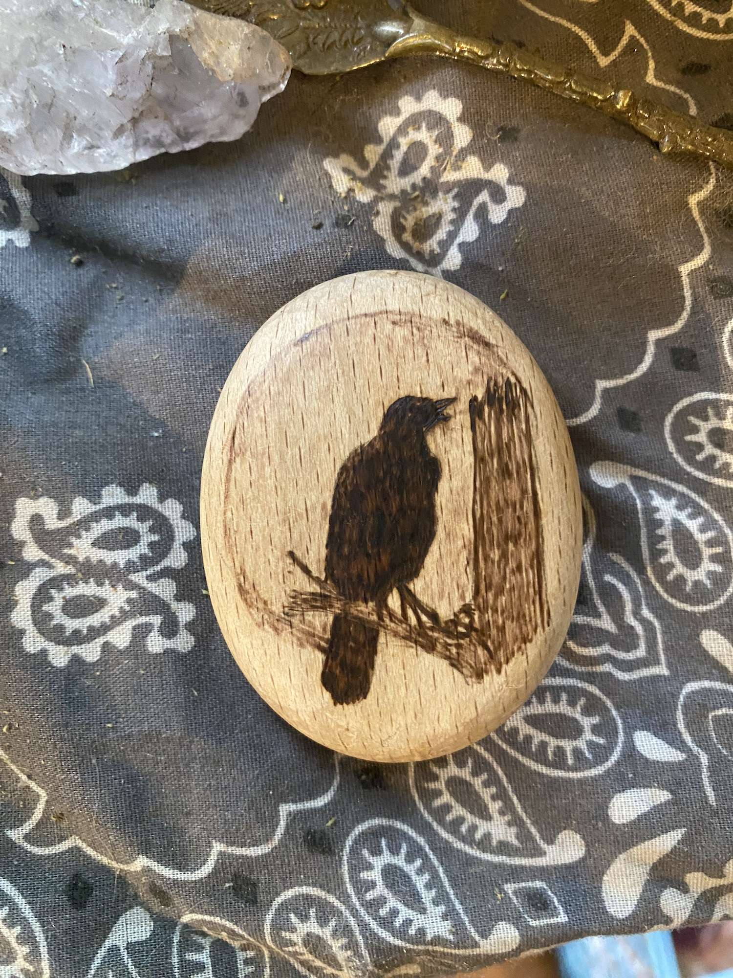 Wayfinder Pebble - Crow on Branch image