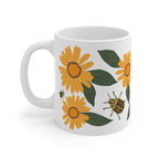 Golden Wildflower Bee Ceramic Coffee Mug