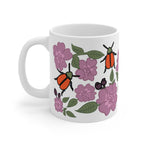 Pink Wildflower & Orange Beetle Ceramic Coffee Mug