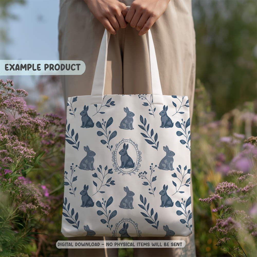 Blue Rabbit Seamless Pattern