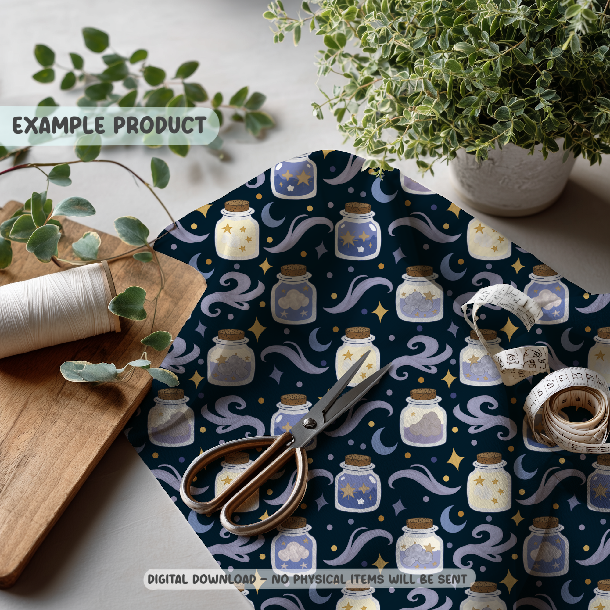 Celestial Dream Jar Seamless Pattern