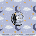 Celestial Moon & Cloud Seamless Pattern