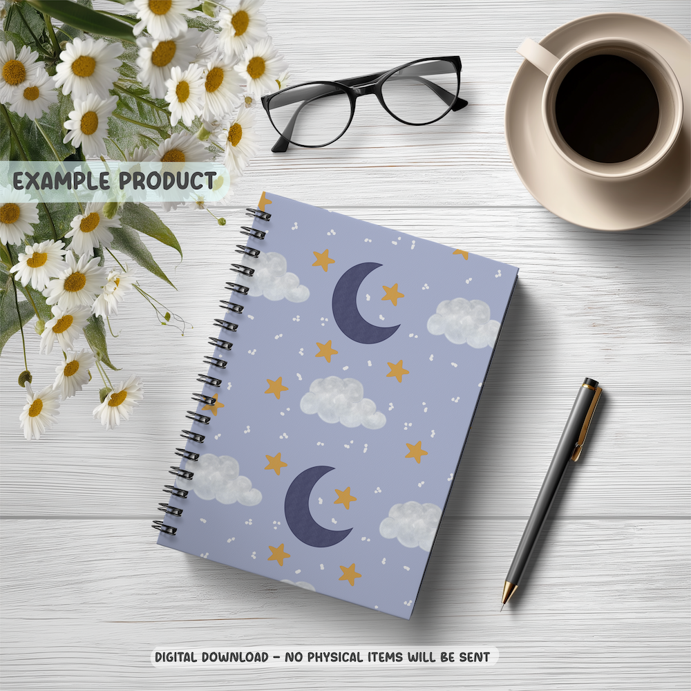 Celestial Moon & Cloud Seamless Pattern