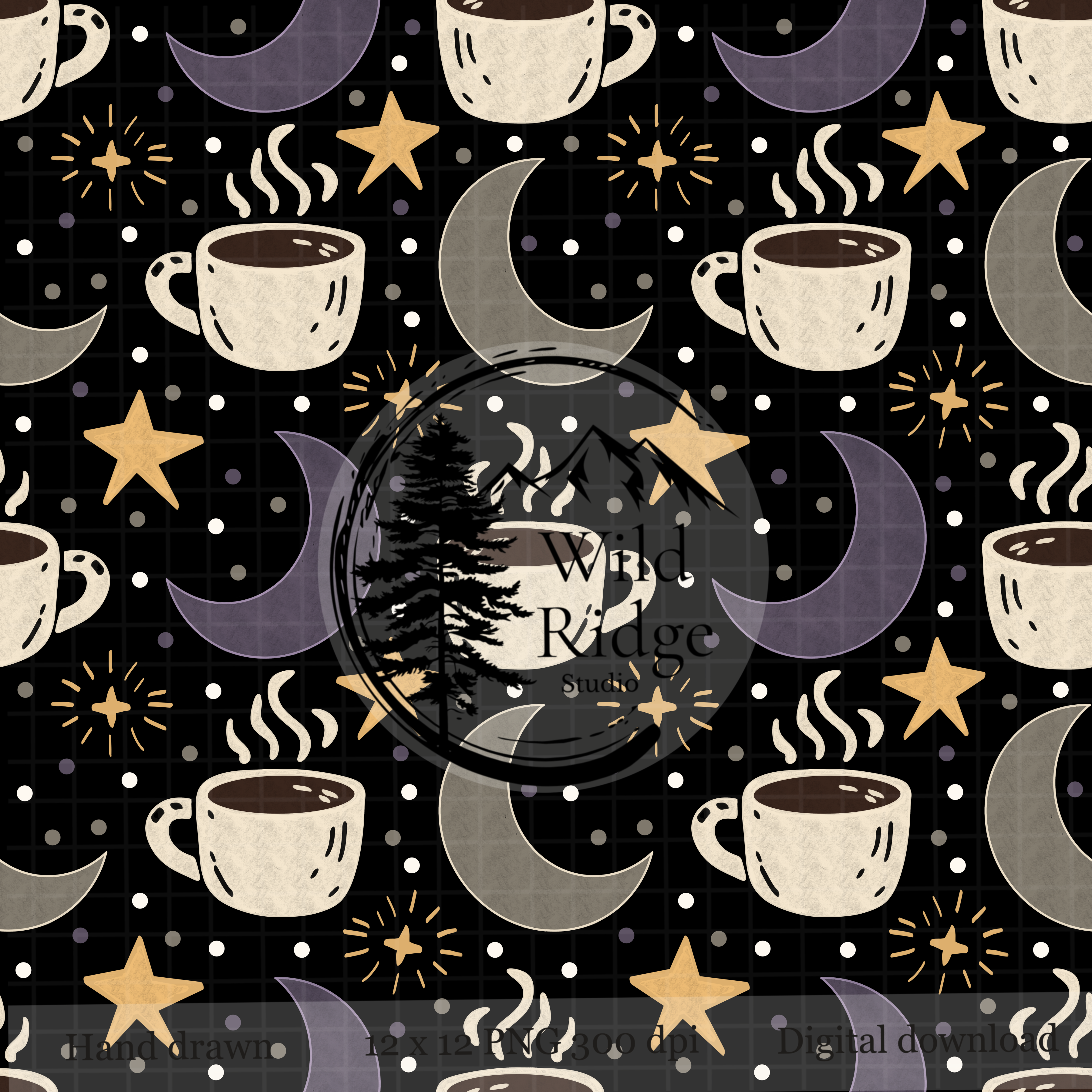 Celestial Coffee Seamless Pattern