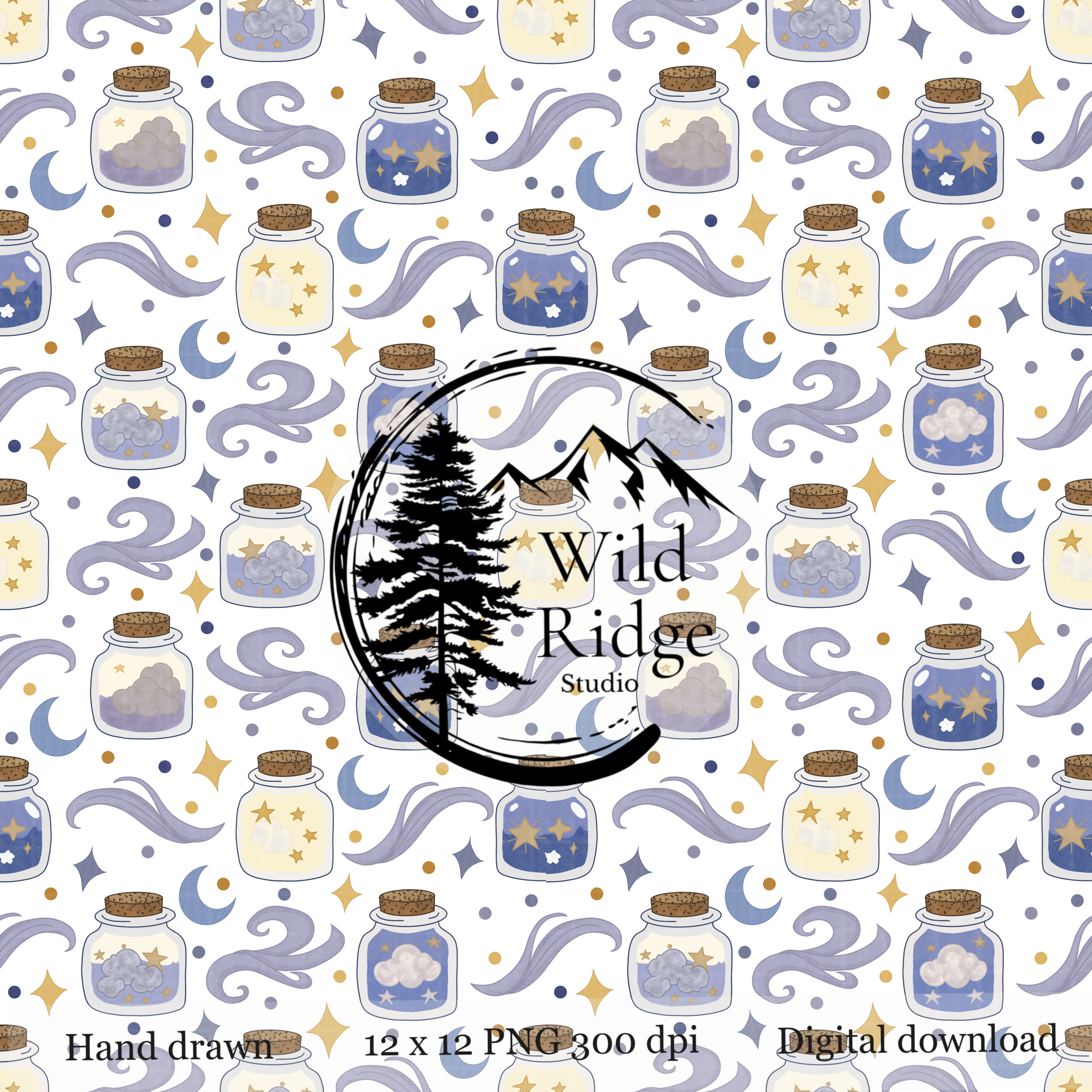 Celestial Dream Jar Seamless Pattern