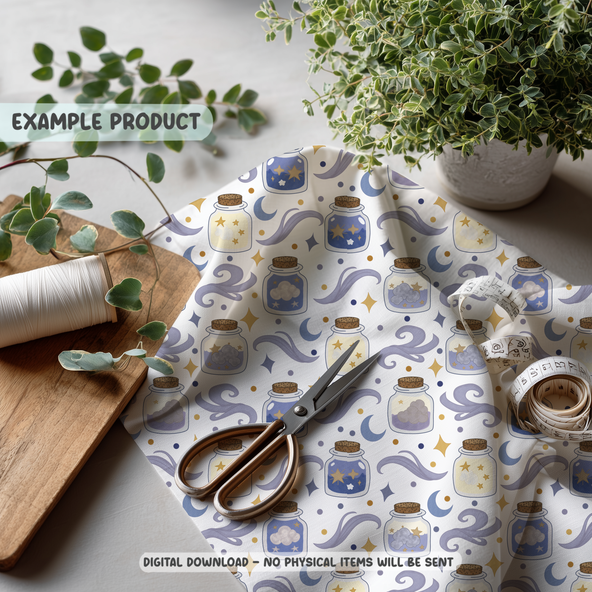 Celestial Dream Jar Seamless Pattern
