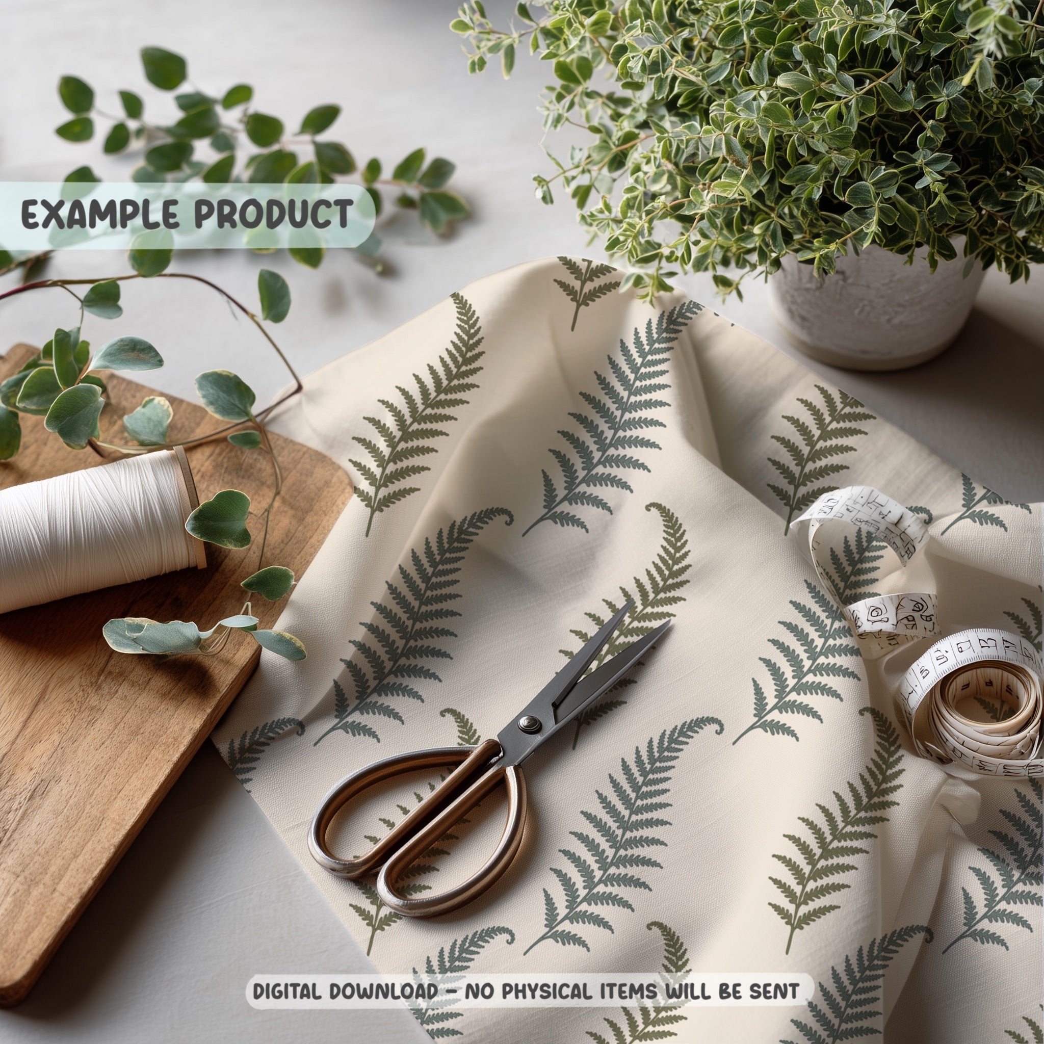 Minimalist Fern Seamless Pattern