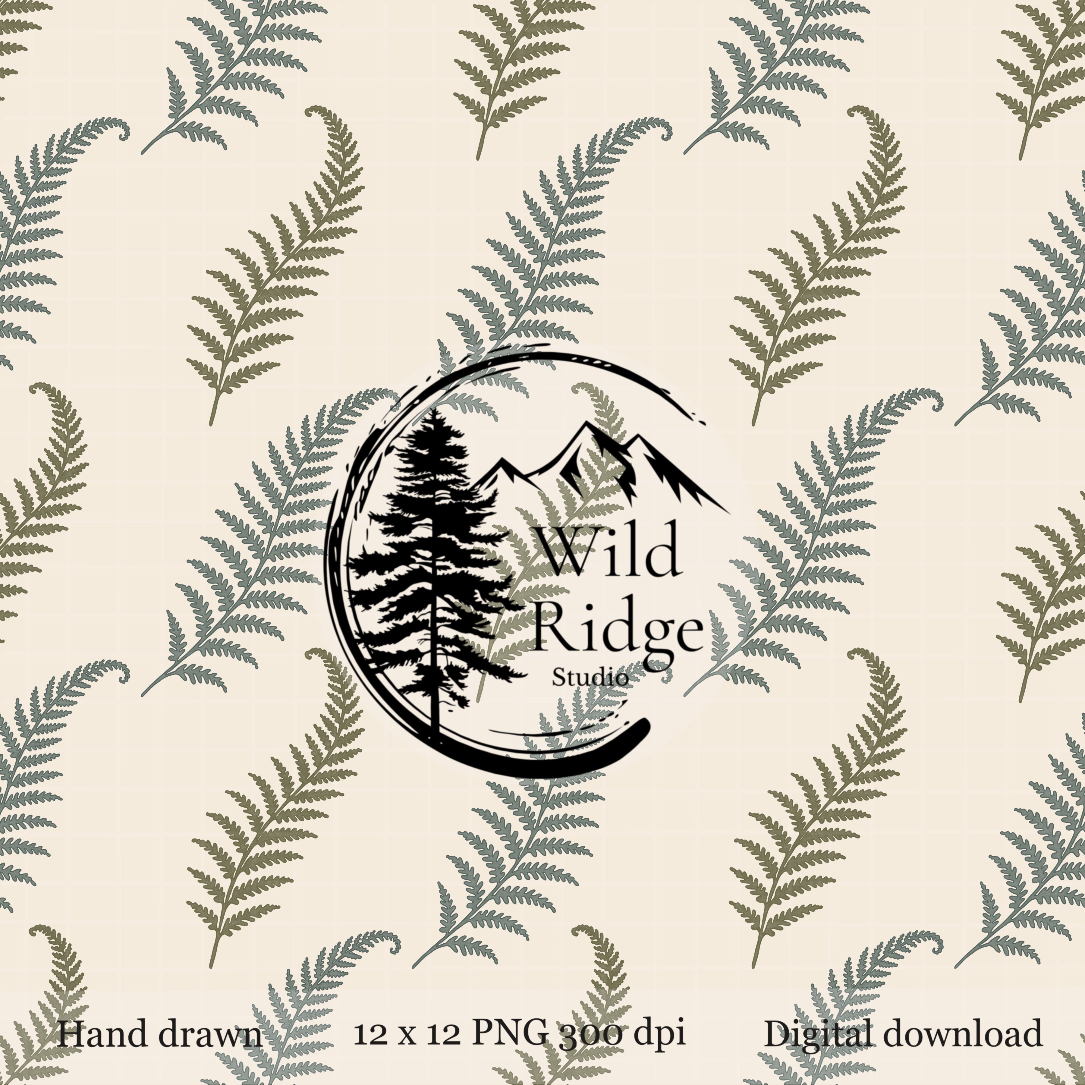 Minimalist Fern Seamless Pattern