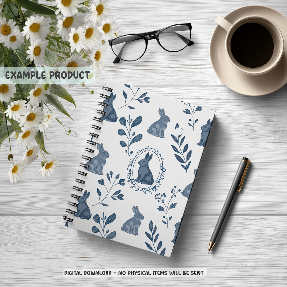 Blue Rabbit Seamless Pattern