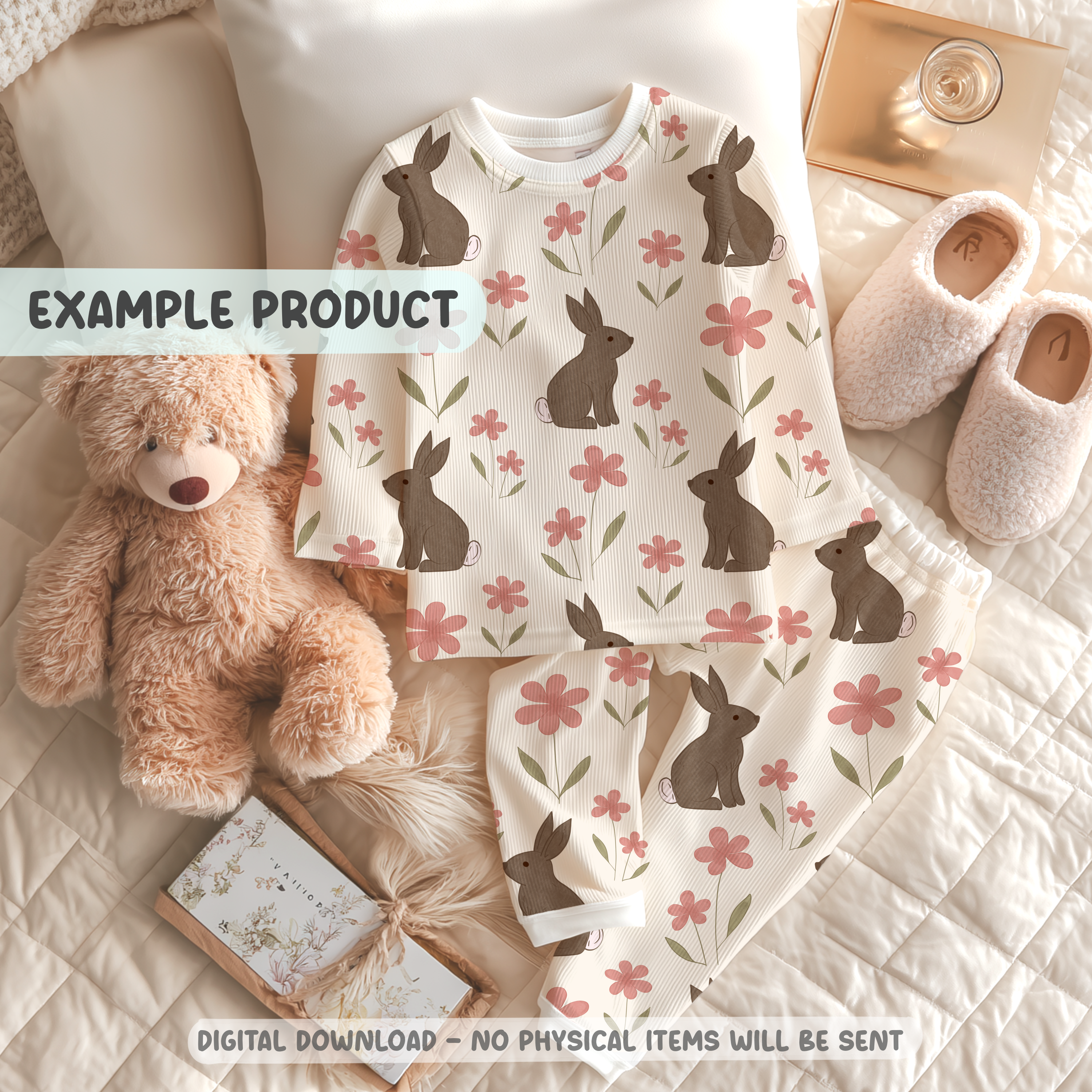 Bunny & Floral Seamless Pattern