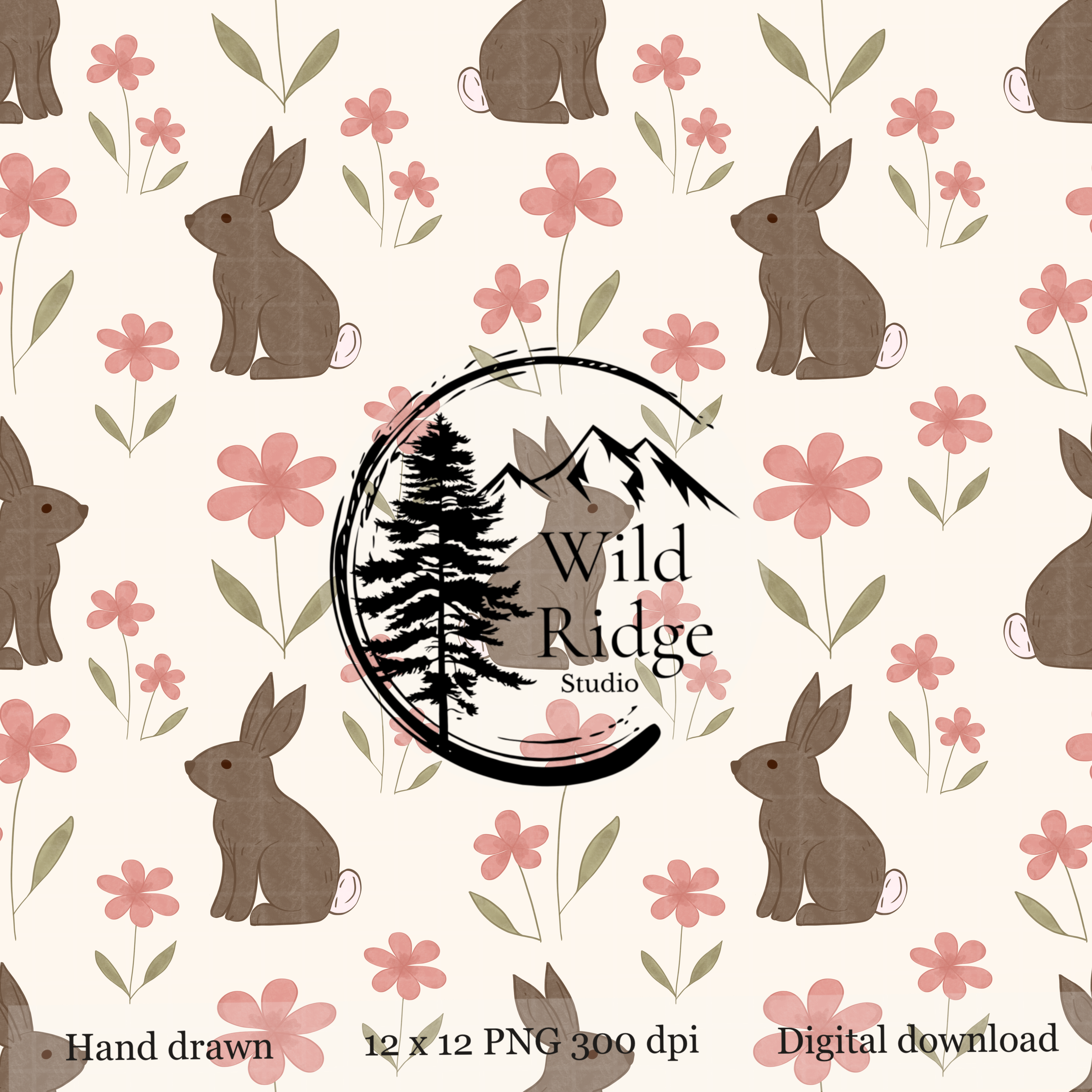 Bunny & Floral Seamless Pattern