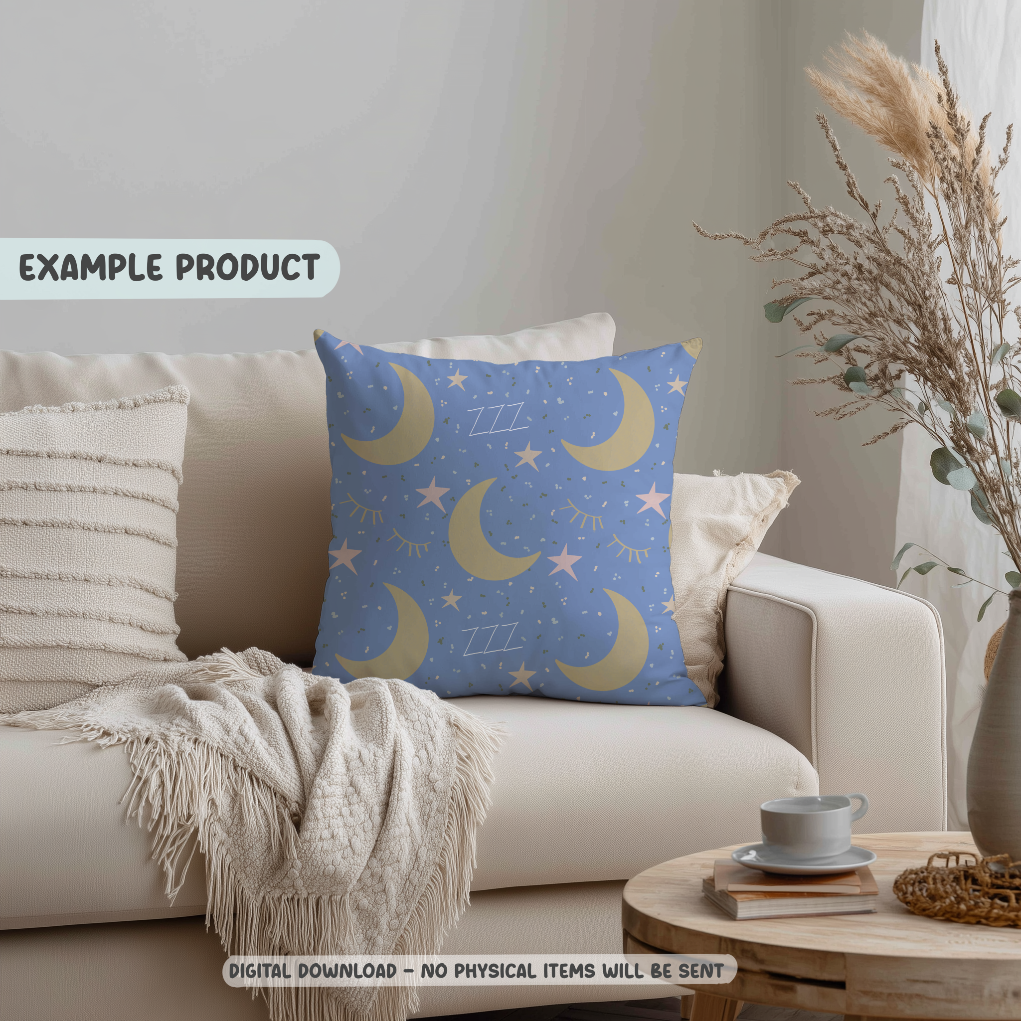 Sleepy Moon Seamless Pattern