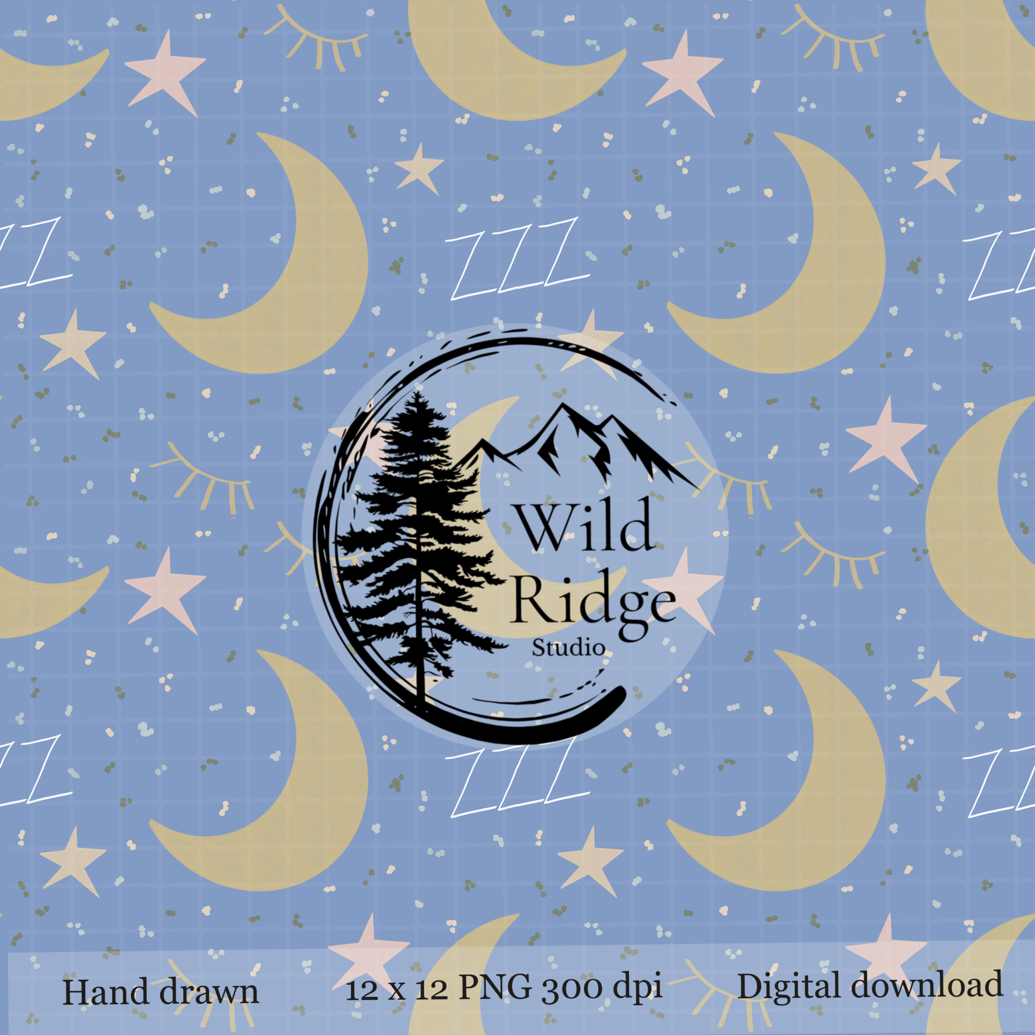 Sleepy Moon Seamless Pattern