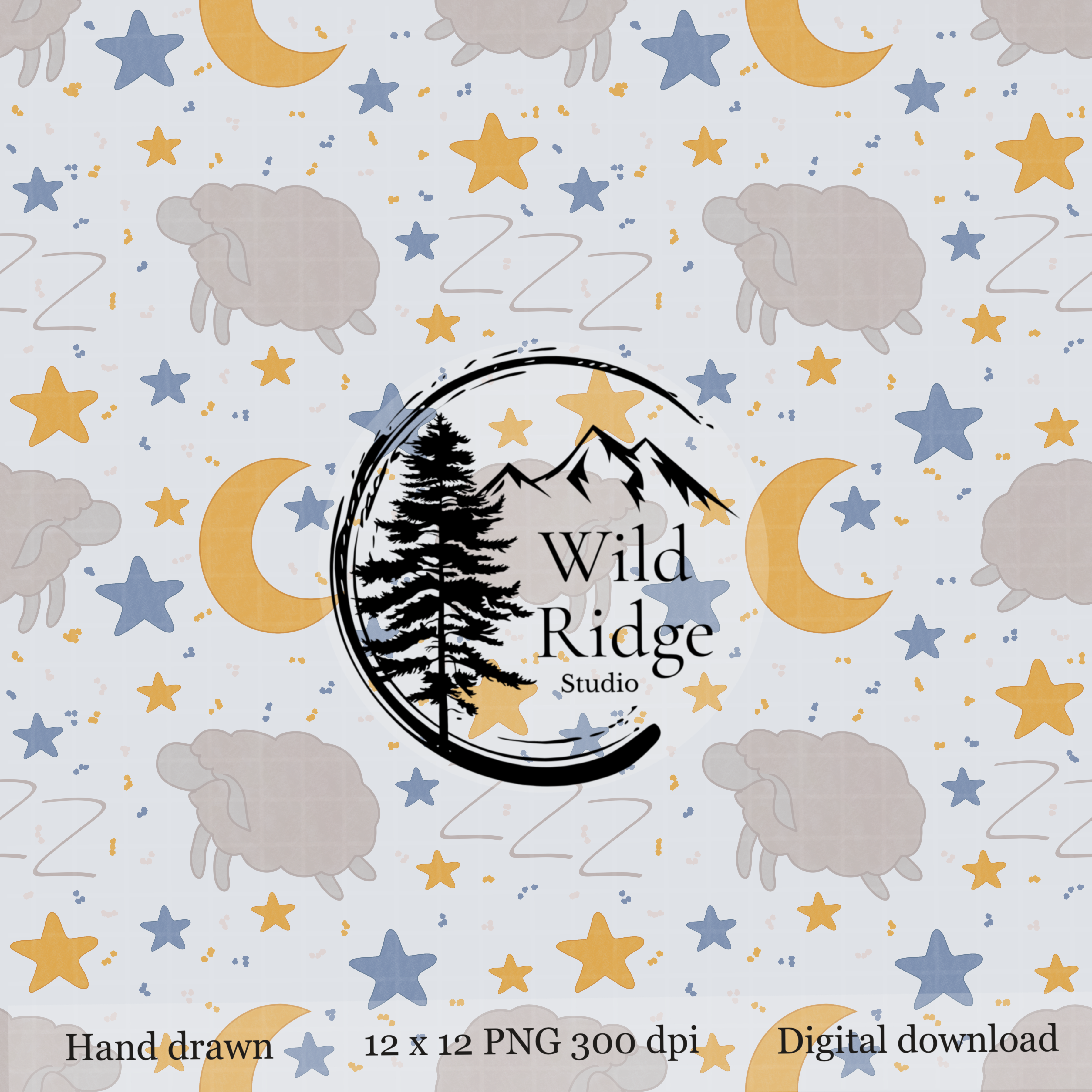 Sleepy Sheep Seamless Pattern
