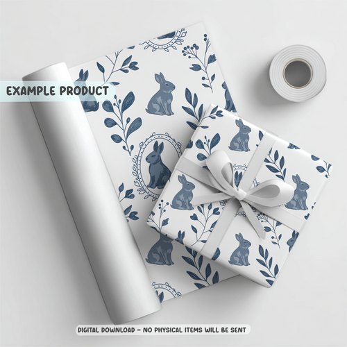 Blue Rabbit Seamless Pattern