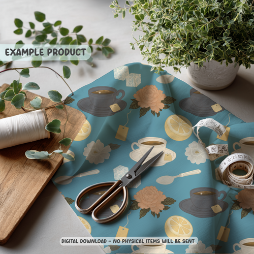 Blue Vintage Teacup Seamless Pattern
