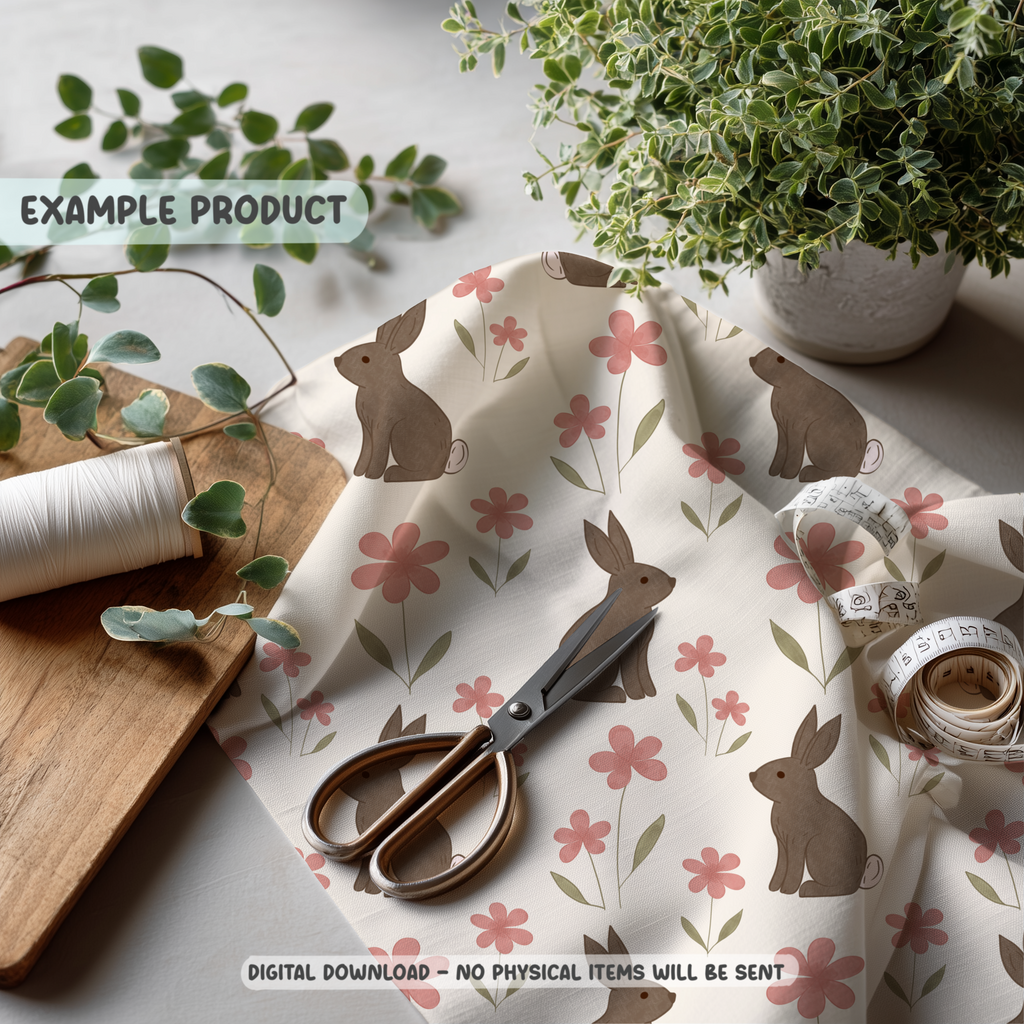 Bunny & Floral Seamless Pattern