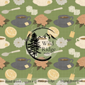 Green Vintage Teacup Seamless Pattern