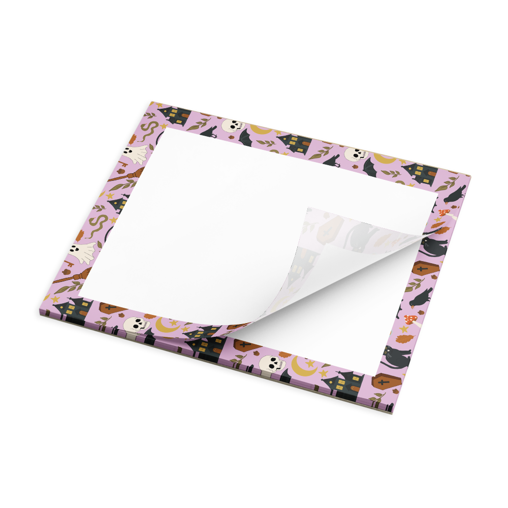Pink Spooky Halloween Notepad | 8.5″ × 11″ Cute Gothic List Pad