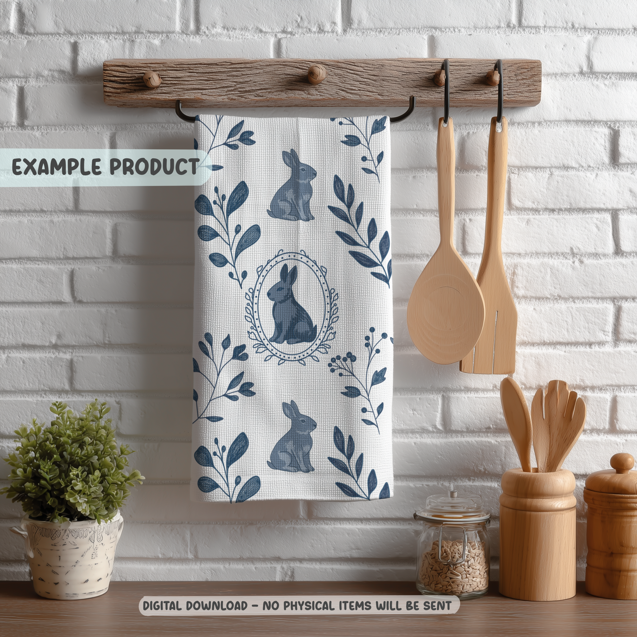Blue Rabbit Seamless Pattern